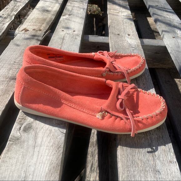 Minnetonka Newport Melon suede leather moccasins size 8.5 - Picture 4 of 7